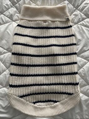 Banana Republic Cream and Navy Stripped Dog Sweater Size L